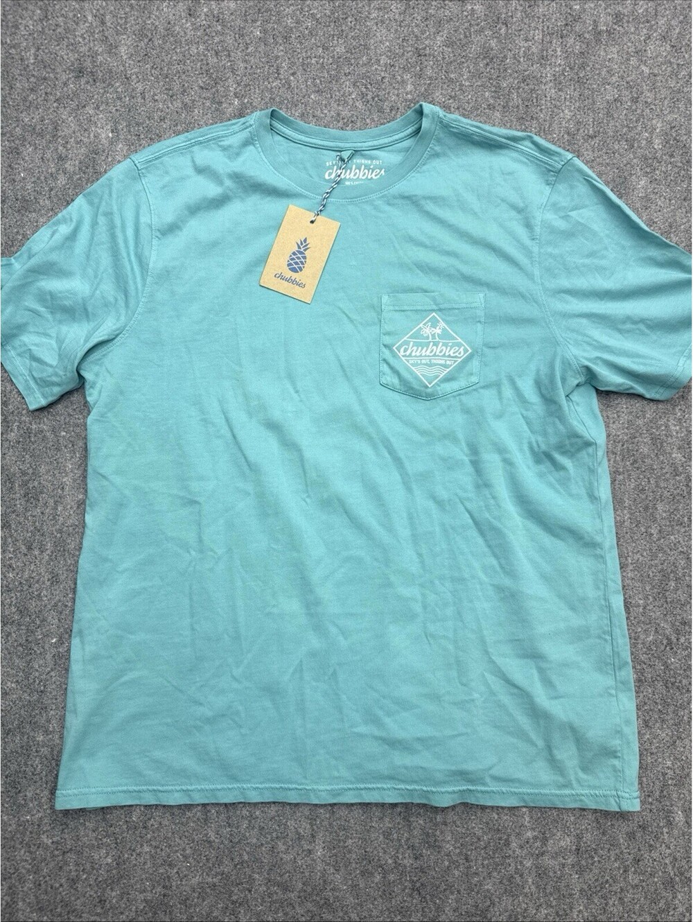 Chubbies Tshirt Men 2XL Skies Out Thighs Out, XXL Ocean Teal Blue